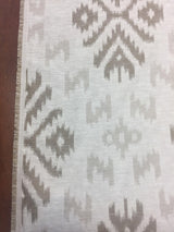Ikat Beige Khaki Cotton Polyester Fabric - Beige Khaki Ikat Jacquard, 19" Vertical Repeat, 14" Horizontal Repeat (1 Yard)