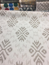 Ikat Beige Khaki Cotton Polyester Fabric - Beige Khaki Ikat Jacquard, 19" Vertical Repeat, 14" Horizontal Repeat (1 Yard)