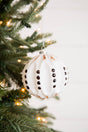 4” White and Black Glass Dotted/Striped/Quilted Ornament