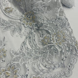 Beaded Corded Bridal Lace Fabric