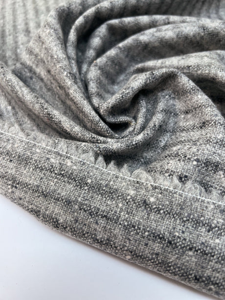 Gray Wool Flammé Stripe Fabric