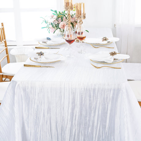 Rectangular Accordion Crinkle Taffeta Tablecloth 90x132 White