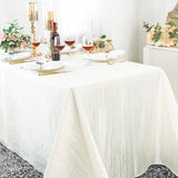 Rectangular Accordion Crinkle Taffeta Tablecloth 90x132 Ivory