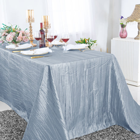 Rectangular Accordion Crinkle Taffeta Tablecloth 90x132 Dusty Blue