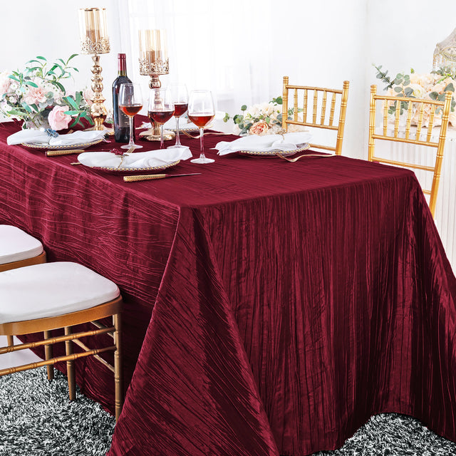 Rectangular Accordion Crinkle Taffeta Tablecloth 90x156 Burgundy
