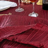 Round Accordion Crinkle Taffeta Tablecloth 132 Burgundy