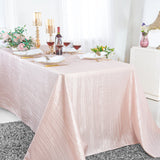 Rectangular Accordion Crinkle Taffeta Tablecloth 90x156 Blush Pink/Rose Gold