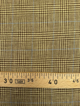 Italian Checked Linen Fabric Brown Beige