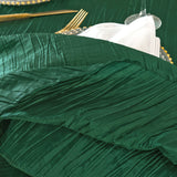 Round Accordion Crinkle Taffeta Tablecloth 120" Hunter Green/Holly Green