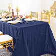 Rectangular Accordion Crinkle Taffeta Tablecloth 90x156 Navy Blue