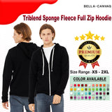 BELLA + CANVAS® Triblend Sponge Fleece Full Zip Hoodie