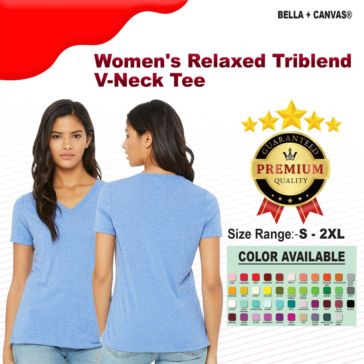 BELLA + CANVAS® Women's Relaxed Triblend Short Sleeve V-Neck T-Shirt