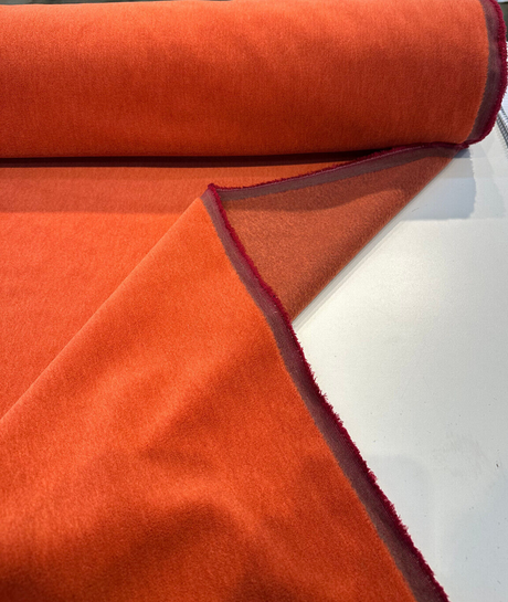 Italian Alpaca Burnt Orange Mario Sirtori Mohair Upholstery Fabric - Burnt Orange, 56" Width (1 Yard)