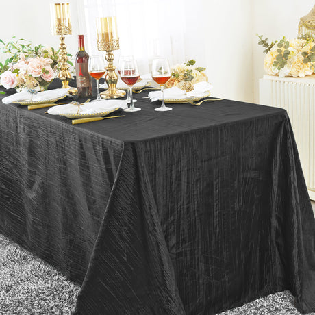 Rectangular Accordion Crinkle Taffeta Tablecloth 90x132 Black