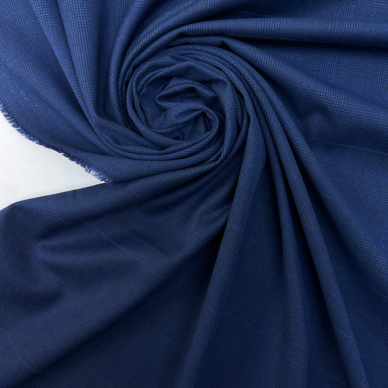 Polyester Checked Suiting Fabric Blue Black