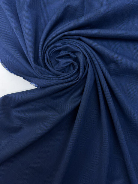 Polyester Checked Suiting Fabric Blue Black