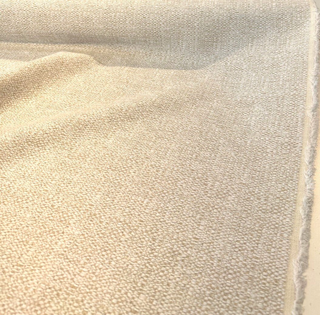 Royce Papyrus Italian Soft Chenille Upholstery Fabric - Papyrus Off White With Hints Of Beige, Railroaded, 56" Width (1 Yard)