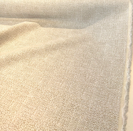 Royce Papyrus Italian Soft Chenille Upholstery Fabric - Papyrus Off White With Hints Of Beige, Railroaded, 56" Width (1 Yard)