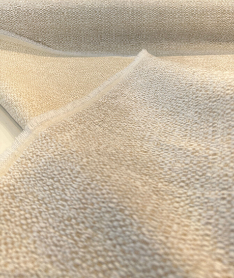 Royce Papyrus Italian Soft Chenille Upholstery Fabric - Papyrus Off White With Hints Of Beige, Railroaded, 56" Width (1 Yard)