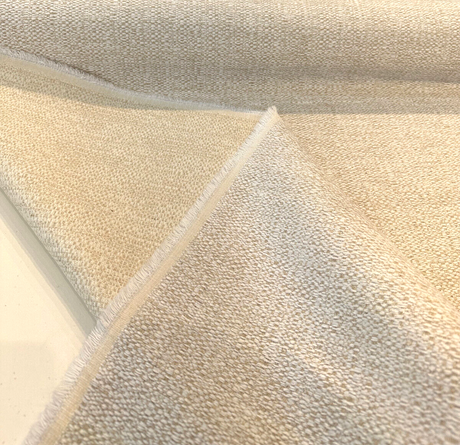 Royce Papyrus Italian Soft Chenille Upholstery Fabric - Papyrus Off White With Hints Of Beige, Railroaded, 56" Width (1 Yard)