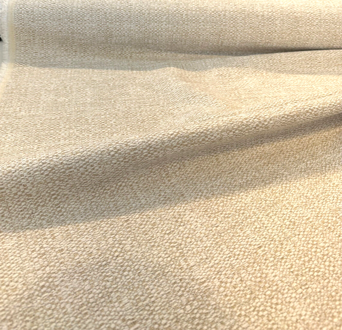 Royce Papyrus Italian Soft Chenille Upholstery Fabric - Papyrus Off White With Hints Of Beige, Railroaded, 56" Width (1 Yard)