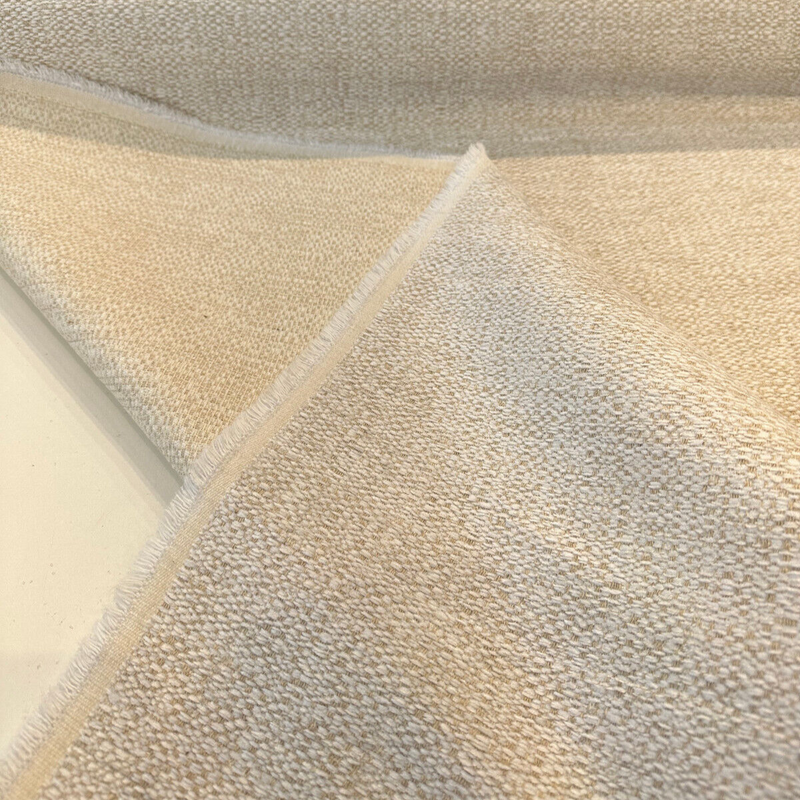 Royce Papyrus Italian Soft Chenille Upholstery Fabric - Papyrus Off White With Hints Of Beige, Railroaded, 56" Width (1 Yard)