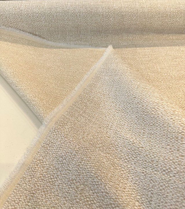 Royce Papyrus Italian Soft Chenille Upholstery Fabric - Papyrus Off White With Hints Of Beige, Railroaded, 56" Width (1 Yard)