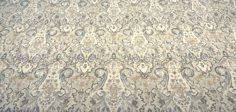 Mazely Damask Cotton Fabric - Blue Damask, 56" Width, 220 Gr/M2 (1 Yard)