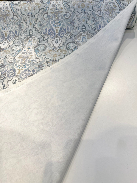 Mazely Damask Cotton Fabric - Blue Damask, 56" Width, 220 Gr/M2 (1 Yard)