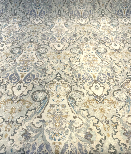 Mazely Damask Cotton Fabric - Blue Damask, 56" Width, 220 Gr/M2 (1 Yard)