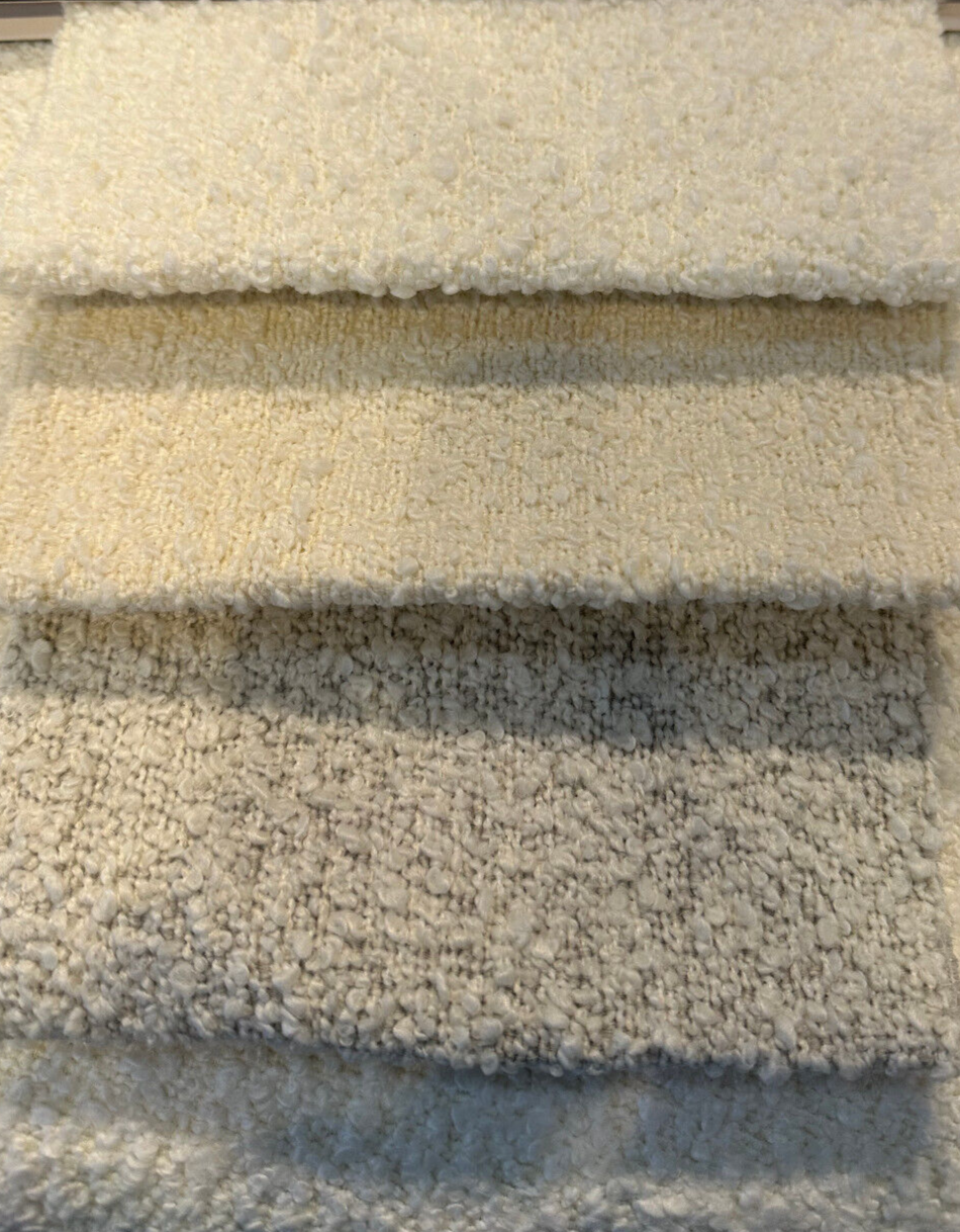Robert Allen Heavy Boucle Polyester Fabric - White Cream Boucle, 54"-56" Width, 690 GSM (1 Yard)