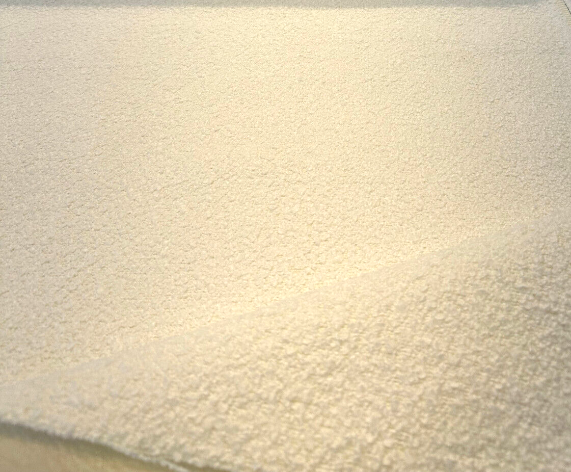 Robert Allen Heavy Boucle Polyester Fabric - White Cream Boucle, 54"-56" Width, 690 GSM (1 Yard)