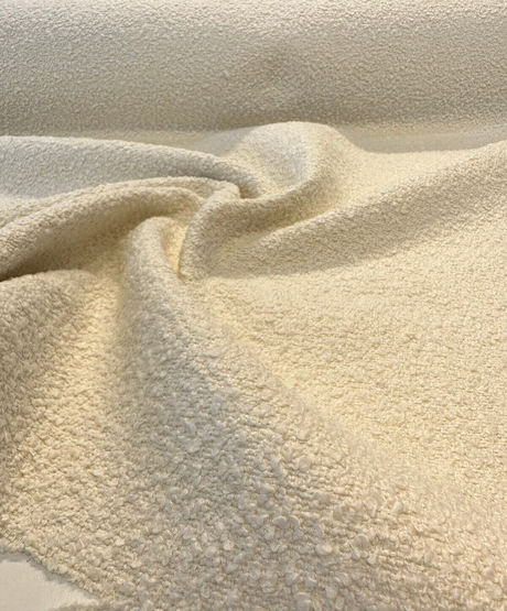 Robert Allen Heavy Boucle Polyester Fabric - Ivory Textured Upholstery, 54"-56" Width, 690 GSM (1 Yard)