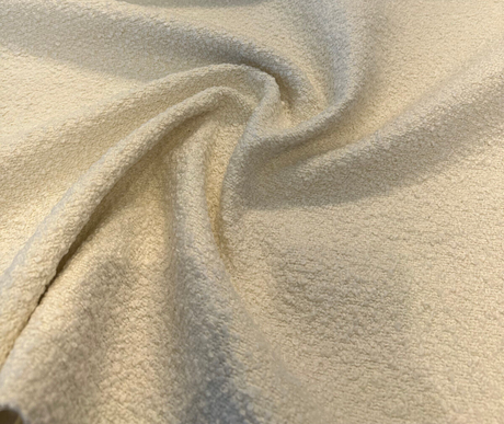 Robert Allen Heavy Boucle Polyester Fabric - Ivory Textured Upholstery, 54"-56" Width, 690 GSM (1 Yard)