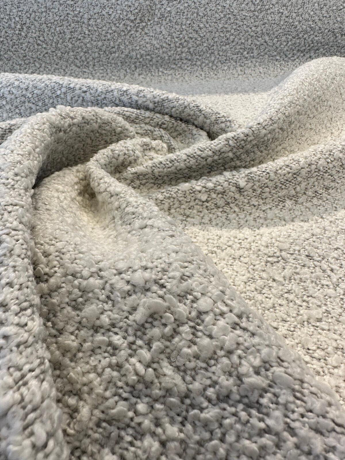 Robert Allen Heavy Boucle Polyester Fabric - Silver Upholstery Texture, 54"-56" Width (1 Yard)