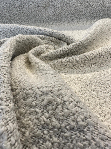 Robert Allen Heavy Boucle Polyester Fabric - Silver Upholstery Texture, 54"-56" Width (1 Yard)