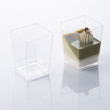 Square Dessert Cups Clear Plastic, 1.5" x 2 1/8" H. Capacity 50 ml. (1.7 oz) - Pack of 100
