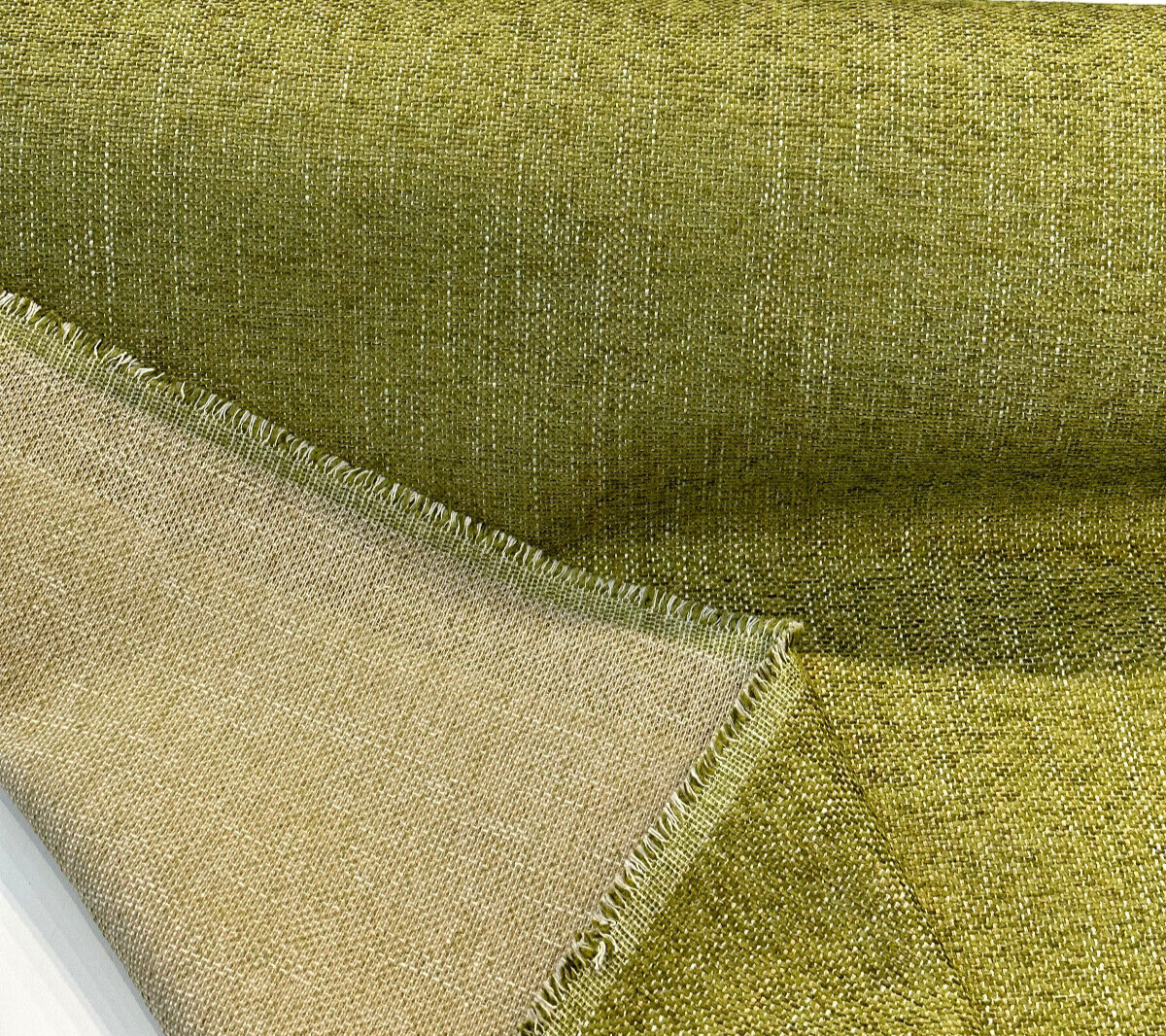 Crypton Performance Endure Chenille Upholstery Fabric - Lime Green, Beige And Tan, By The Yard (1 Yard)
