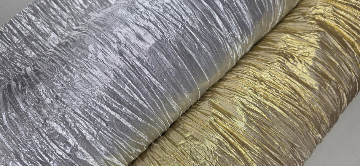 Crush Lame Metallic Polyester Fabric - Metallic Crease Crinkled, 52" Width (1 Yard)
