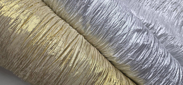 Crush Lame Metallic Polyester Fabric - Metallic Crease Crinkled, 52" Width (1 Yard)