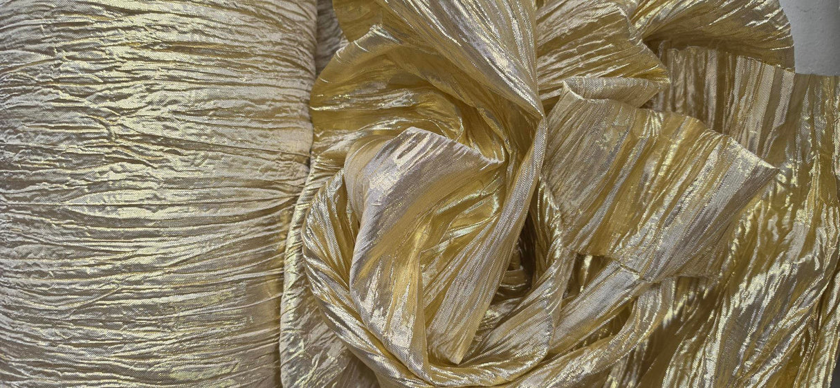 Crush Lame Metallic Polyester Fabric - Metallic Crease Crinkled, 52" Width (1 Yard)