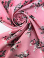 Printed Polyester Fabric Gray Pink Floral