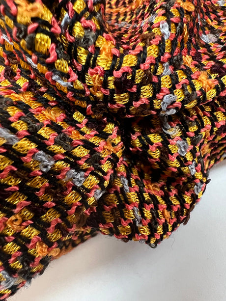 Polyester Blend Tweed in Yellow Brown Orange