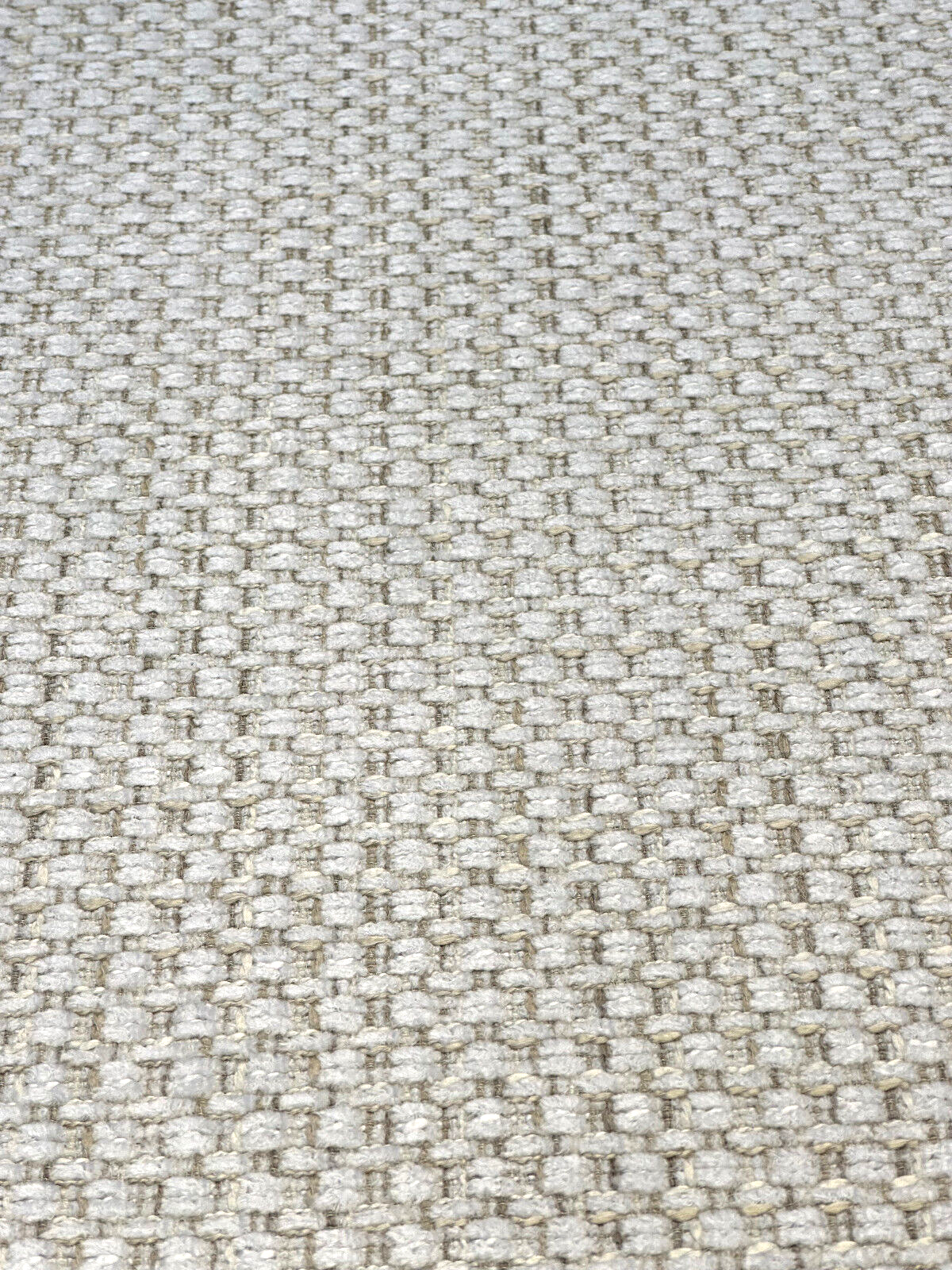 Amore Snow Textured Soft Chenille Upholstery Fabric - Snow White With Ivory Golden Tints, 56" Width (1 Yard)