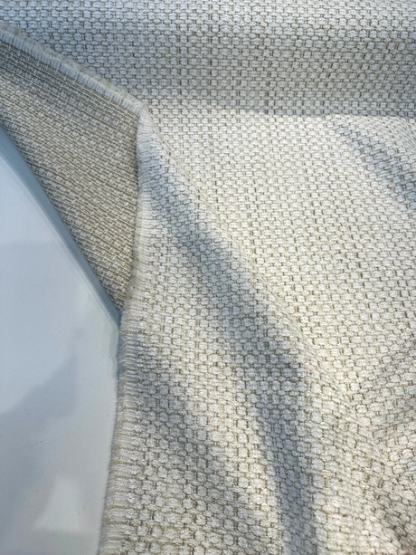 Amore Snow Textured Soft Chenille Upholstery Fabric - Snow White With Ivory Golden Tints, 56" Width (1 Yard)