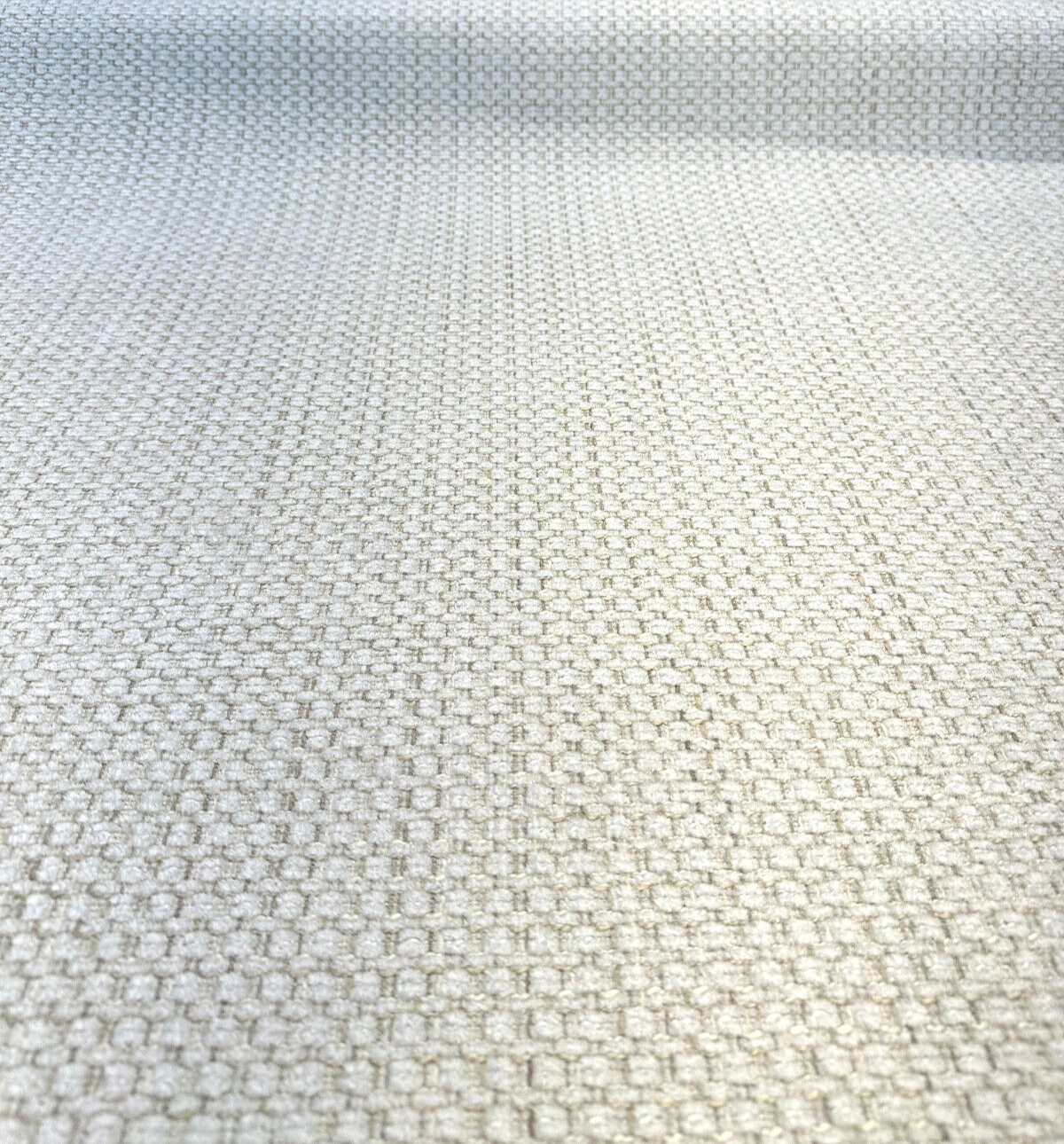 Amore Snow Textured Soft Chenille Upholstery Fabric - Snow White With Ivory Golden Tints, 56" Width (1 Yard)