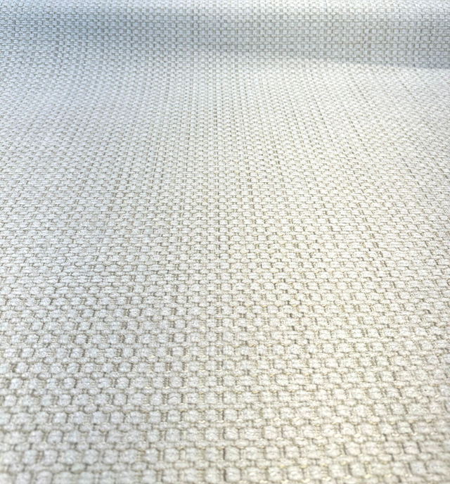 Amore Snow Textured Soft Chenille Upholstery Fabric - Snow White With Ivory Golden Tints, 56" Width (1 Yard)
