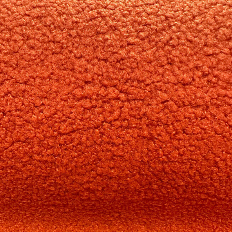 Fuzzy Wooly Boucle Polyester Fabric - Orange Persimmon, Upholstery, 54" Width (1 Yard)