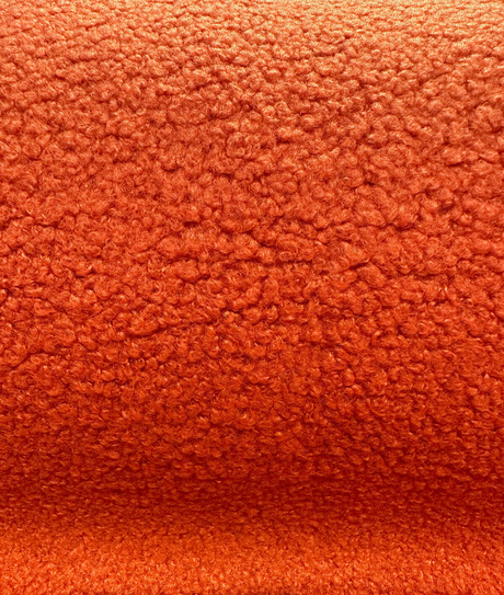 Fuzzy Wooly Boucle Polyester Fabric - Orange Persimmon, Upholstery, 54" Width (1 Yard)