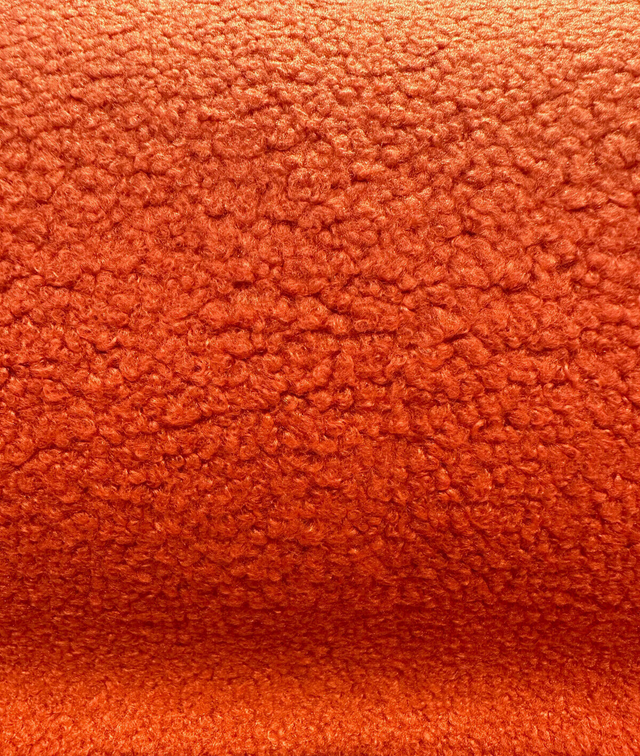 Fuzzy Wooly Boucle Polyester Fabric - Orange Persimmon, Upholstery, 54" Width (1 Yard)